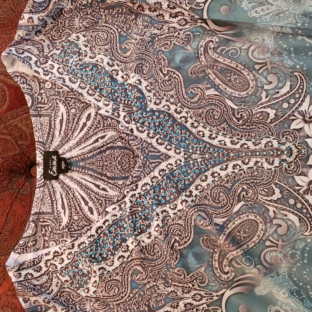 Emma beaded 3x v neck blouse